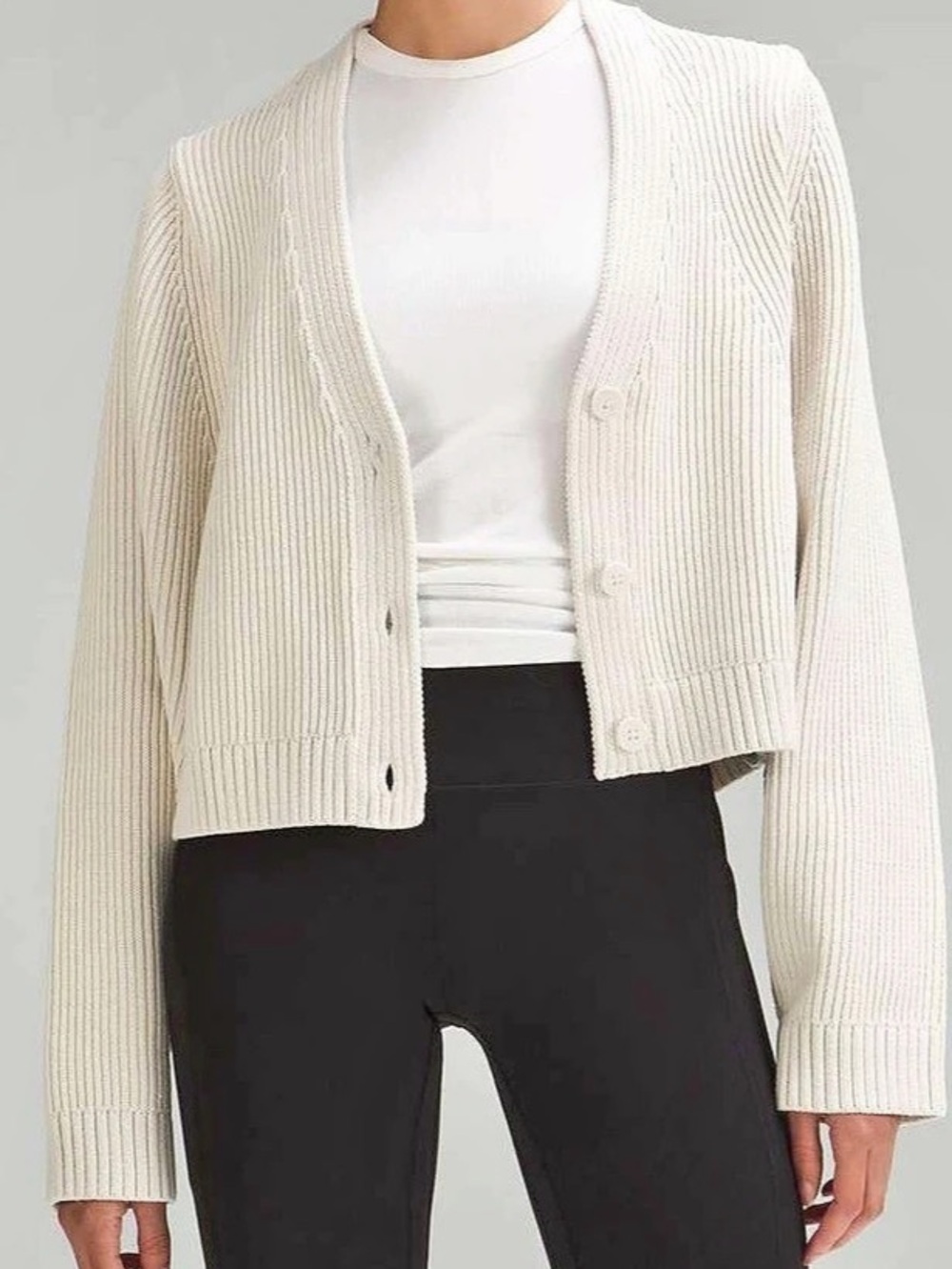 Lululemon Cotton-Blend Crewneck Cardigan
